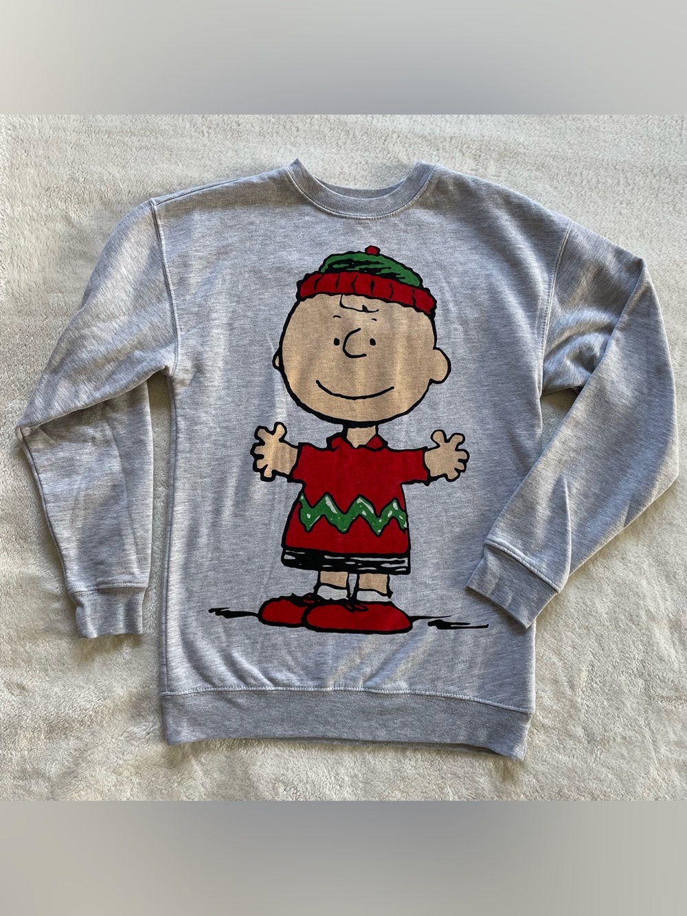 Peanuts Christmas Charlie Brown Gray Sweater size XS